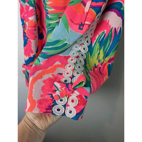 Lilly Pulitzer Dress Womens 2 Pink Floral Sleeveless Shift Bow Trim Summer Beach - Picture 2 of 7